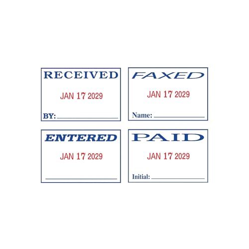Self-Inking Date and 4 Phrase Stamp Blue/Red
