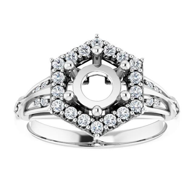 925 Sterling Silver Semi Mount Ring Setting Round 8mm Blank Ring Mounting