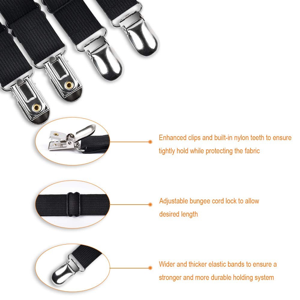 Bed Sheet Straps, Adjustable Elastic Fitted Sheet Corner Holders Straps to St...