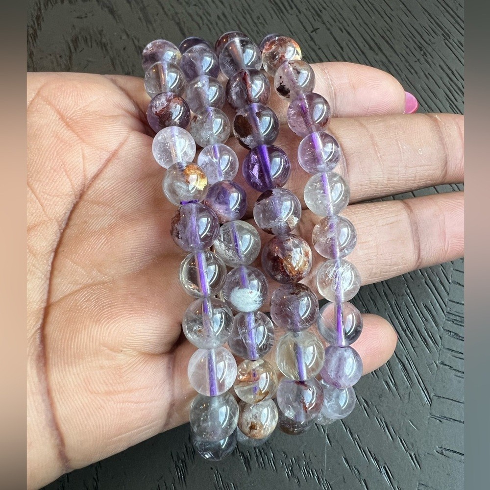 (ONE) Amethyst phantom bracelet 8mm SIZE 7’
