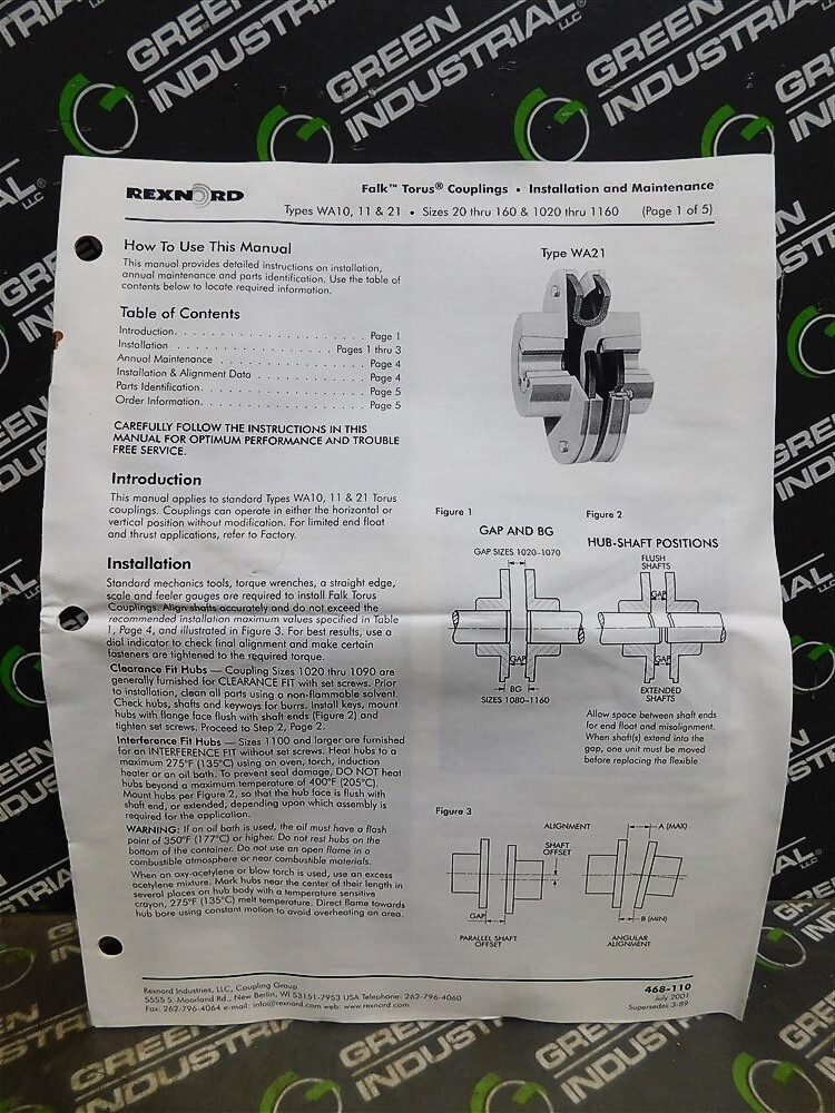 NEW Rexnord 1060WA Flex Element Assembly 711198
