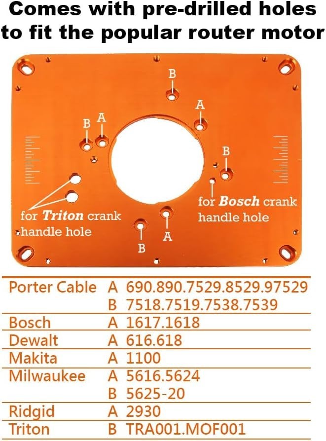 Precision Router Table Insert Plate with Insert Rings