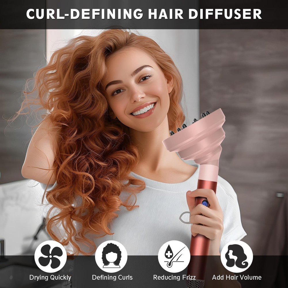 KingKam Upgraded Diffuser Attachment for Dyson Airwrap, Light Pink