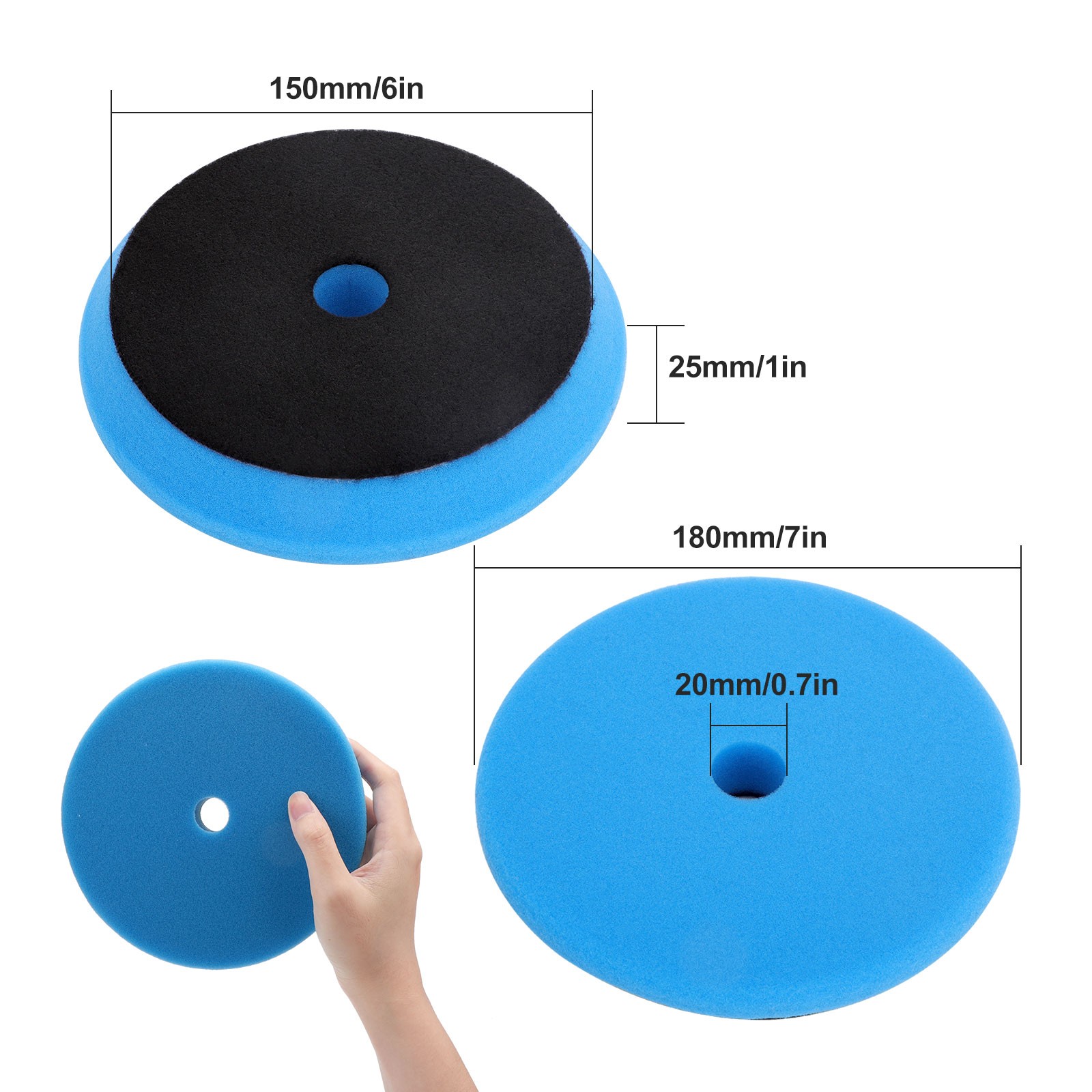 5PCS 7" from Coarse to Fine Buffing Polishing Pads for Car Polisher Foam Waxing