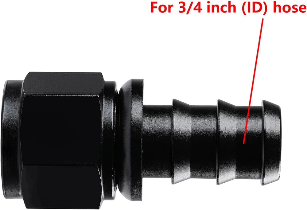12AN Straight Push Lock Hose Fitting End Black 2PCS