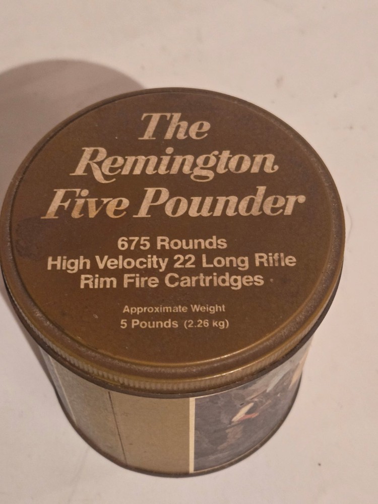 Empty Remington .22 Tin Five Pounder