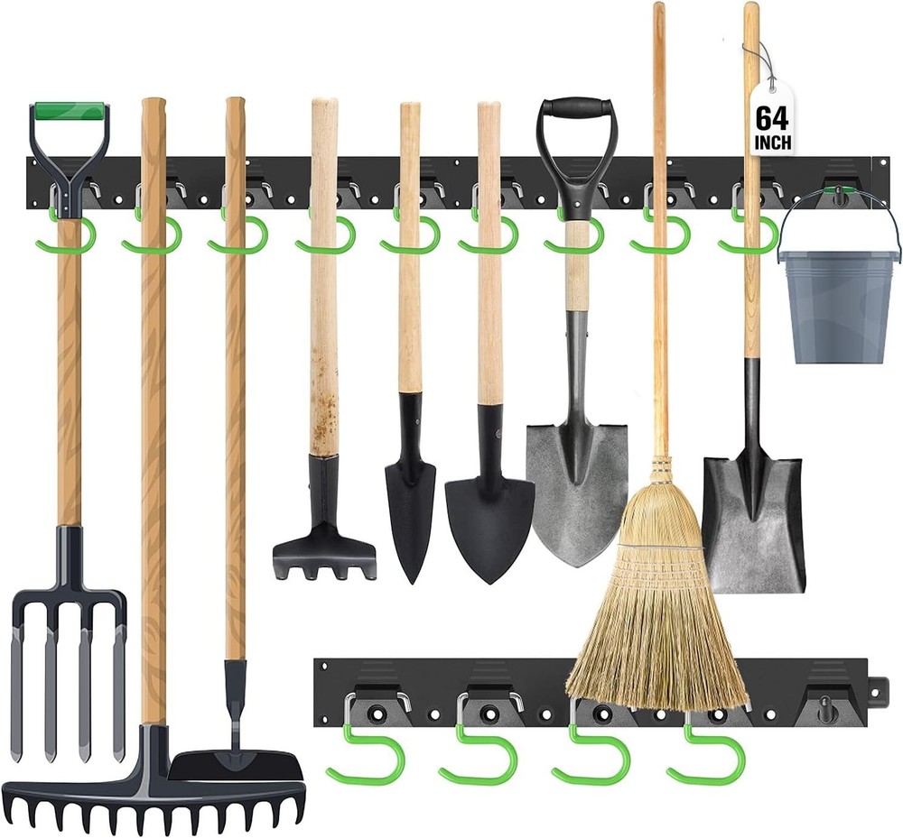 SWANLAKE Plastic 64 Inch Adjustable Storage System, Wall Mounted Hooks Tool O...