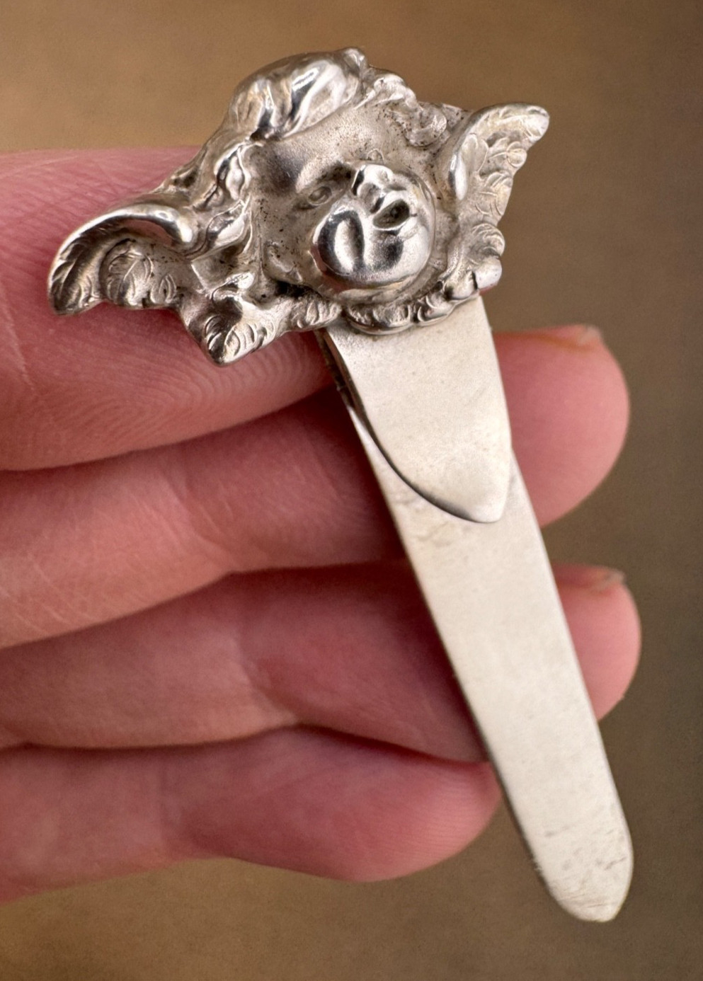 Unger Brothers Sterling Silver Cute Little Angel Book Mark 2.75" Long 6 grams