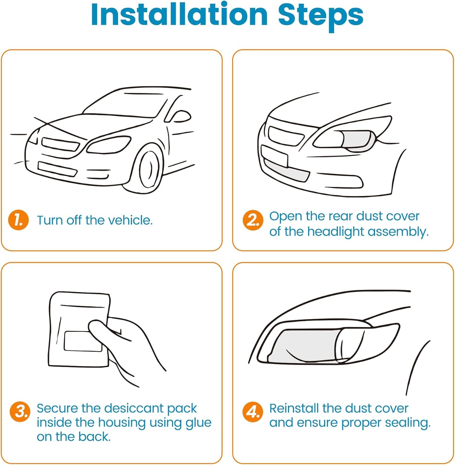 10p 10 Gram Car Lamp/Headlight Desiccant, High Absorption Anti-Fog Moisture Pack