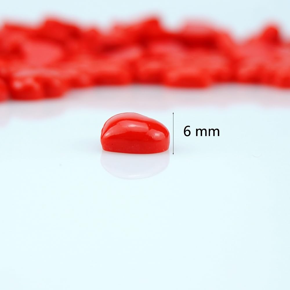 FAZHBARY 120 PCS Red Heart Resin Flatback Plastic Mini Bulk