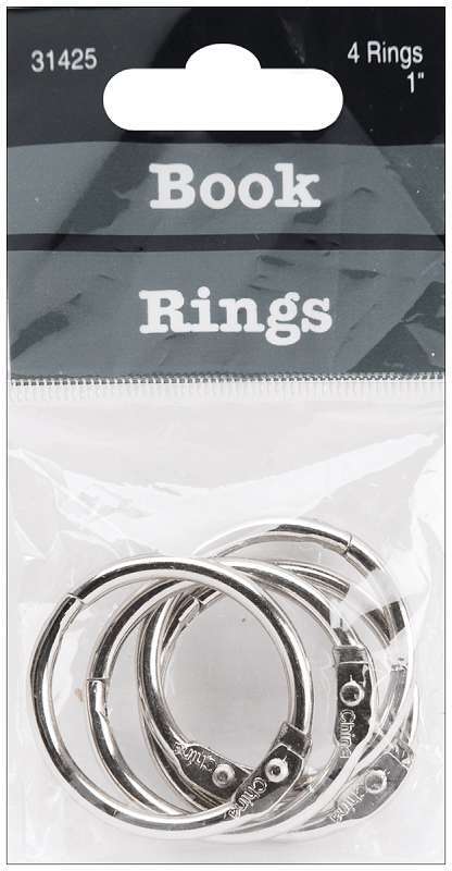 Book Rings 1" 4/Pkg Silver