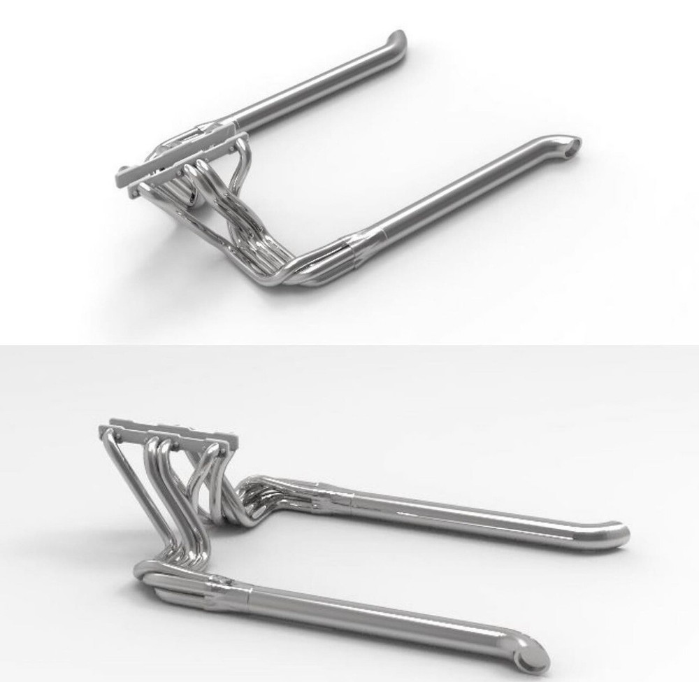 1:8 Corvette C3 side pipe headers. 3D printed (Raw/unfinished)