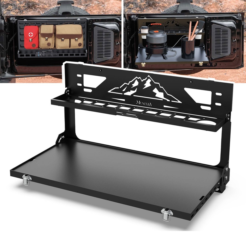 For 2021-2026 Ford Bronco Foldable Tailgate Table Double-Layer Cargo Shelf, Alu