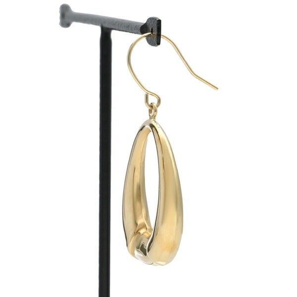 K18 Gold Drop Hook Earrings (Pair) Dangling Teardrop Frame