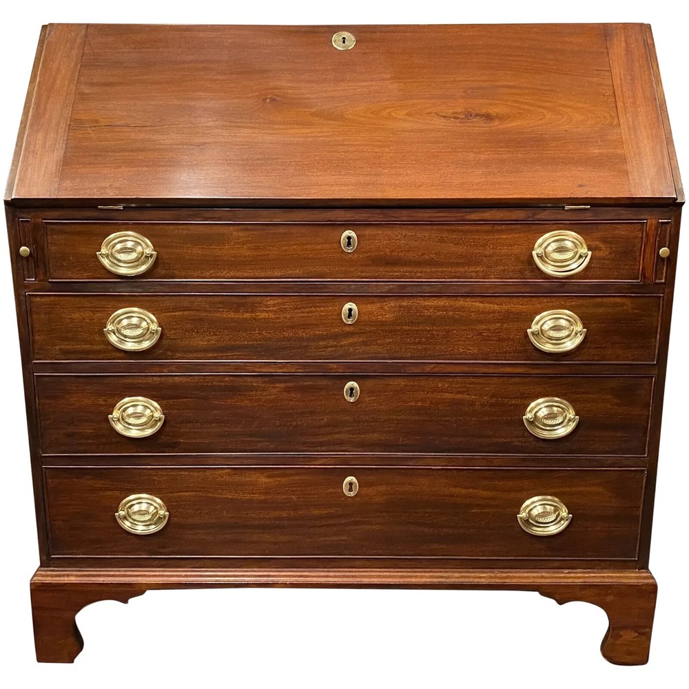 18th c Massachusetts Fall Front Desk in Mahogany