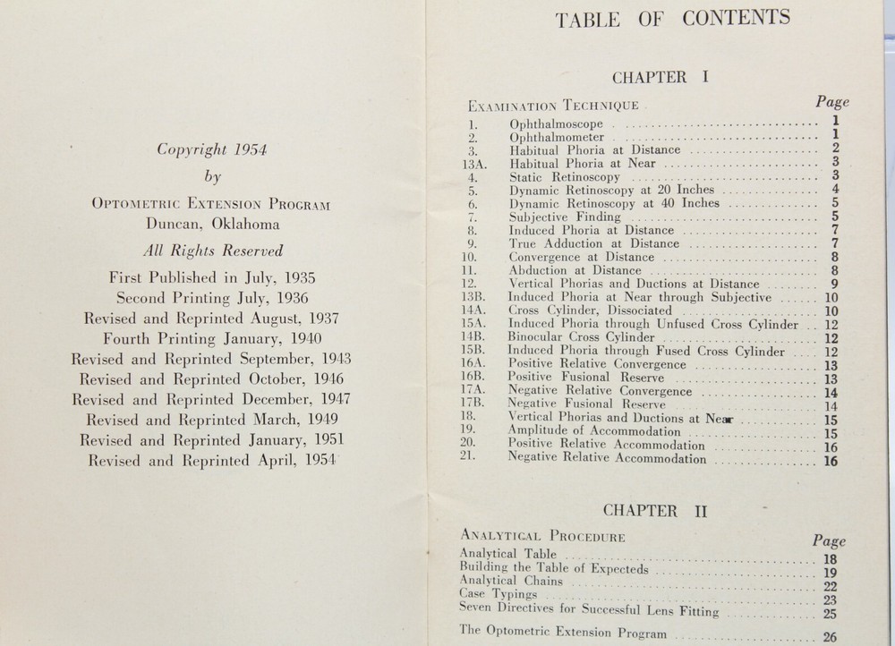 Introduction To Modern Analytical Optometry S.K. Lesser 1954