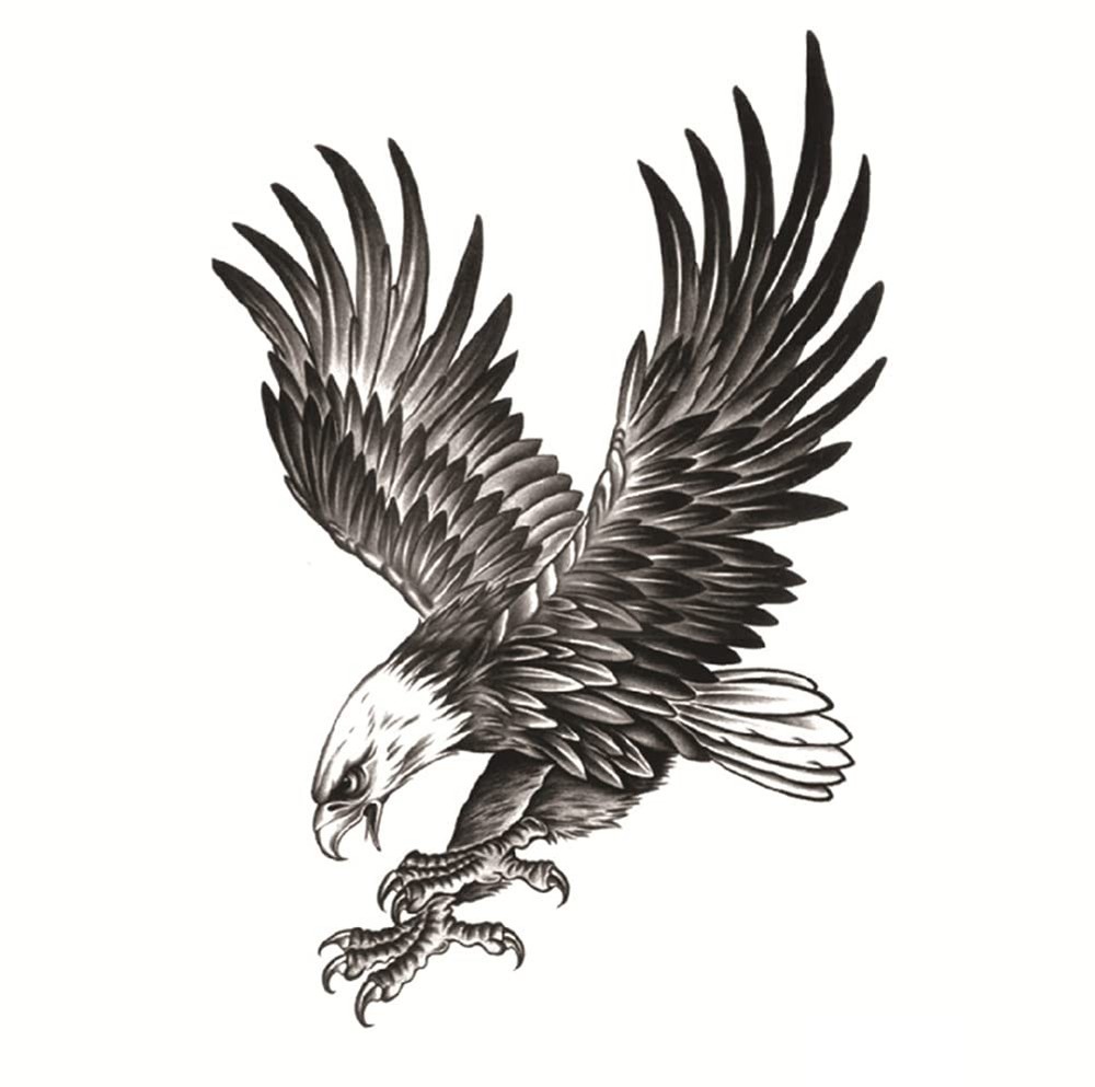 AKOAK 2 Pcs Eagle Tattoo Sticker Waterproof Temporary Large, Black