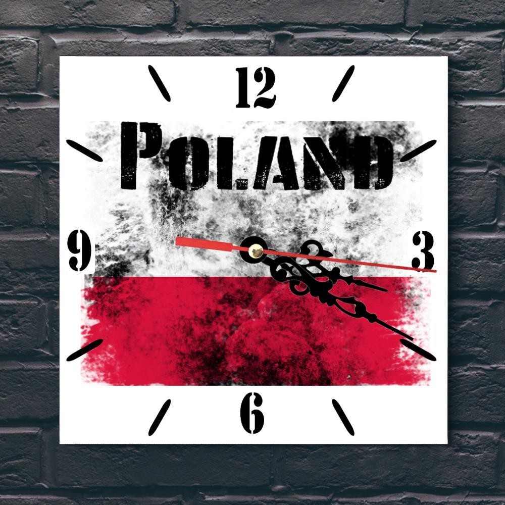 Poland Flag Wall clock patriots CERAMIC Tile Watch Support Décor