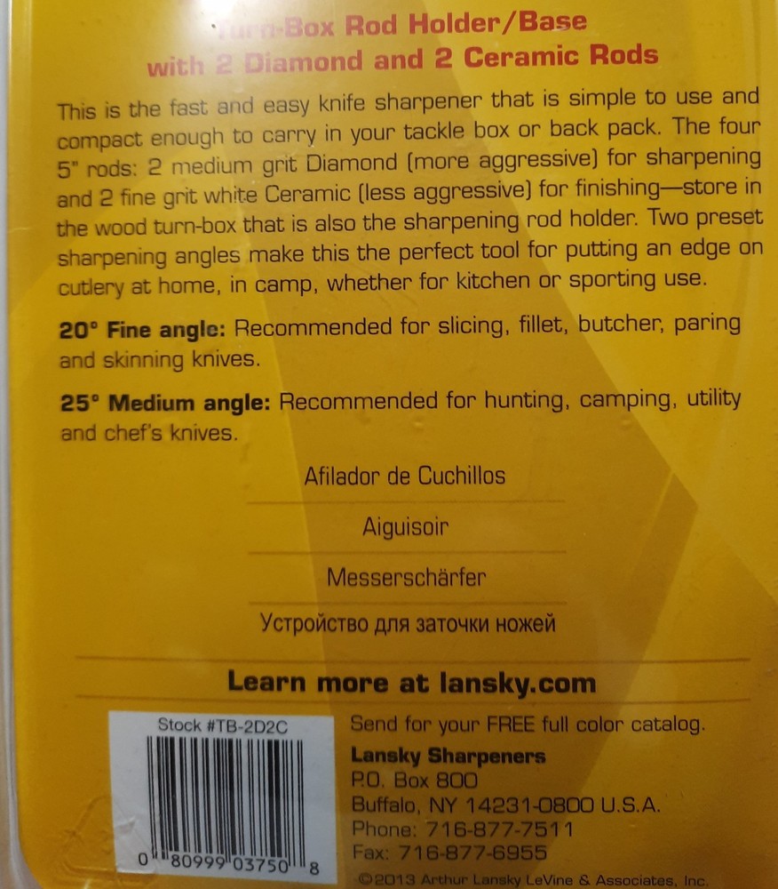 Lansky 4-Rod Diamond/Ceramic Turn Box Knife Sharpener Medium/Fine Grit TB-2D2C