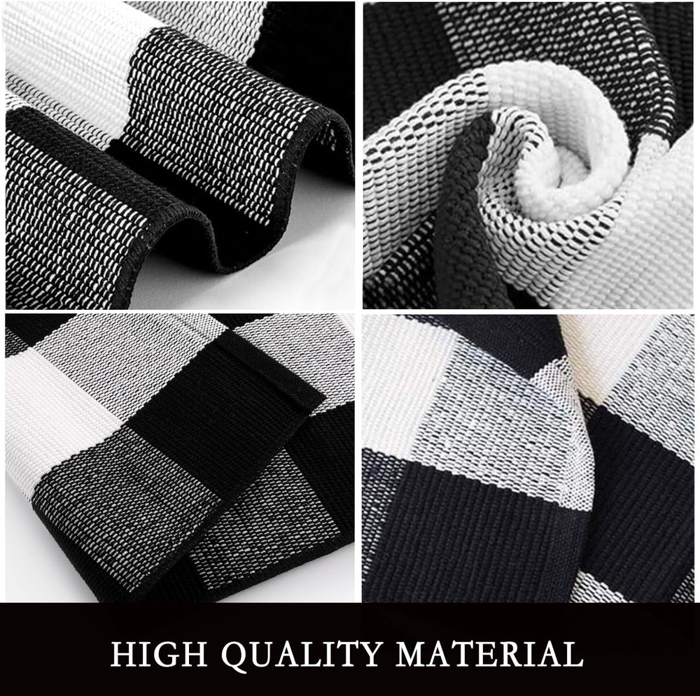 Buffalo Plaid Rug Black and White Check Rugs 5' x 7' (Rectangular),