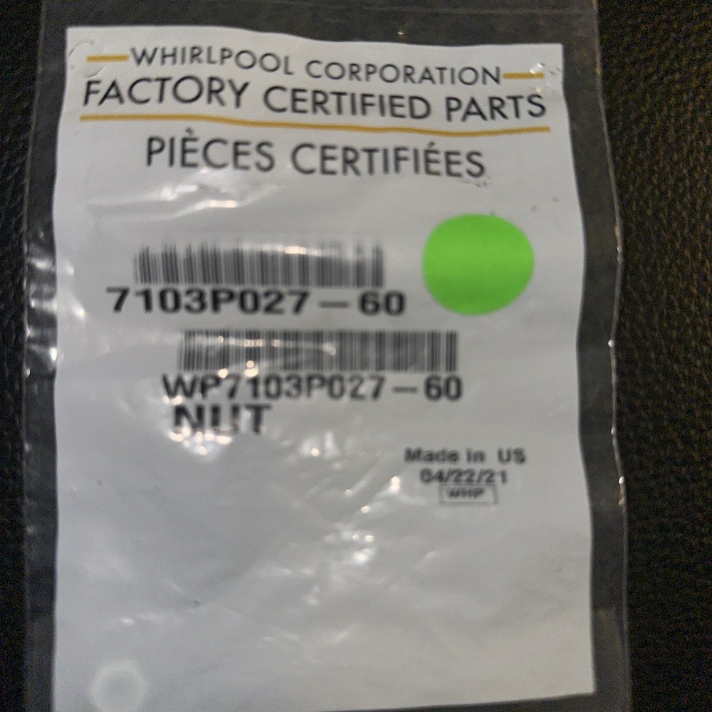 Whirlpool WP7103P027-60 Range Terminal Block Nut
