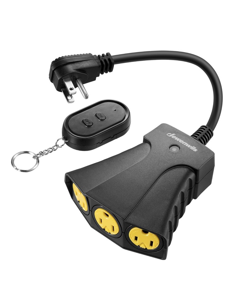 Outdoor Wireless Remote Control Power Strip 3 Grounded Outlets 100Ft Range