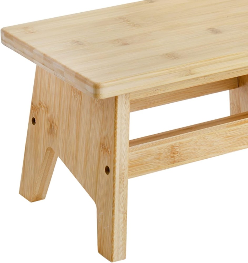 Bamboo Step Stool, Non-Slip One Step Stool