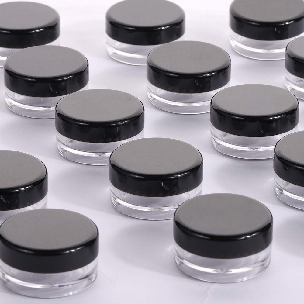 100 PCS 10g Small Sample Containers Lids Plastic Jar Cosmetic Empty Black