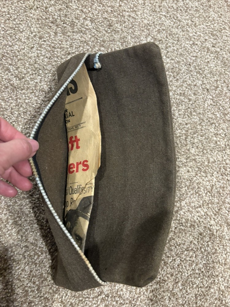 Garrison US Army Hat Cap, original post WWII infantry oversees, olive green wool