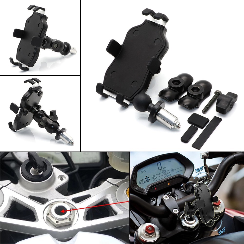 Motorcycle Phone Mount Fork Stem Mobile Holder GPS Navigation Bracket US
