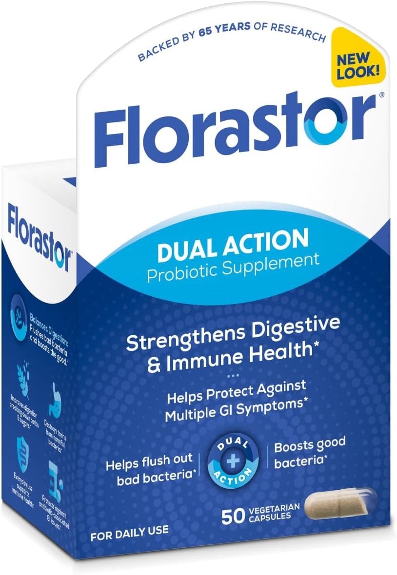 Florastor Dual Action Probiotic Supplement 50 Capsules - EXP 04/2026 or better