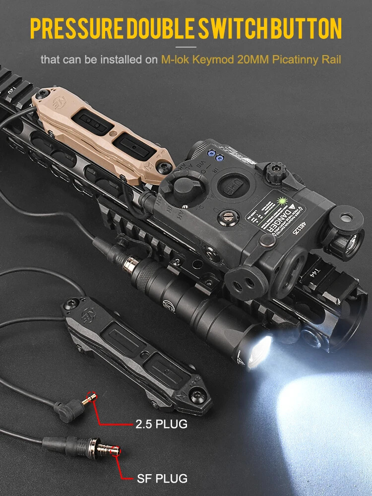 Tactical Pressure Remote Switch Dual Function Button For PEQ DBAL Laser Light