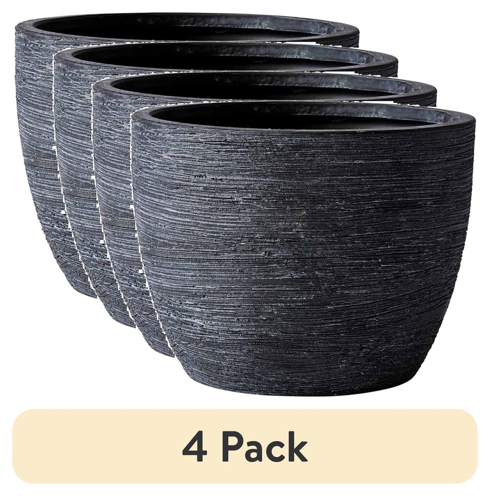 4.5" Textured Matte Ceramic Pot Black 1 Piece