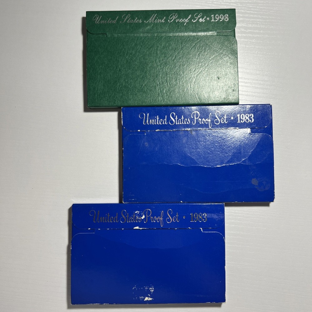 3 Sets 1983 1998 US Mint Proof Sets in boxes with COAs