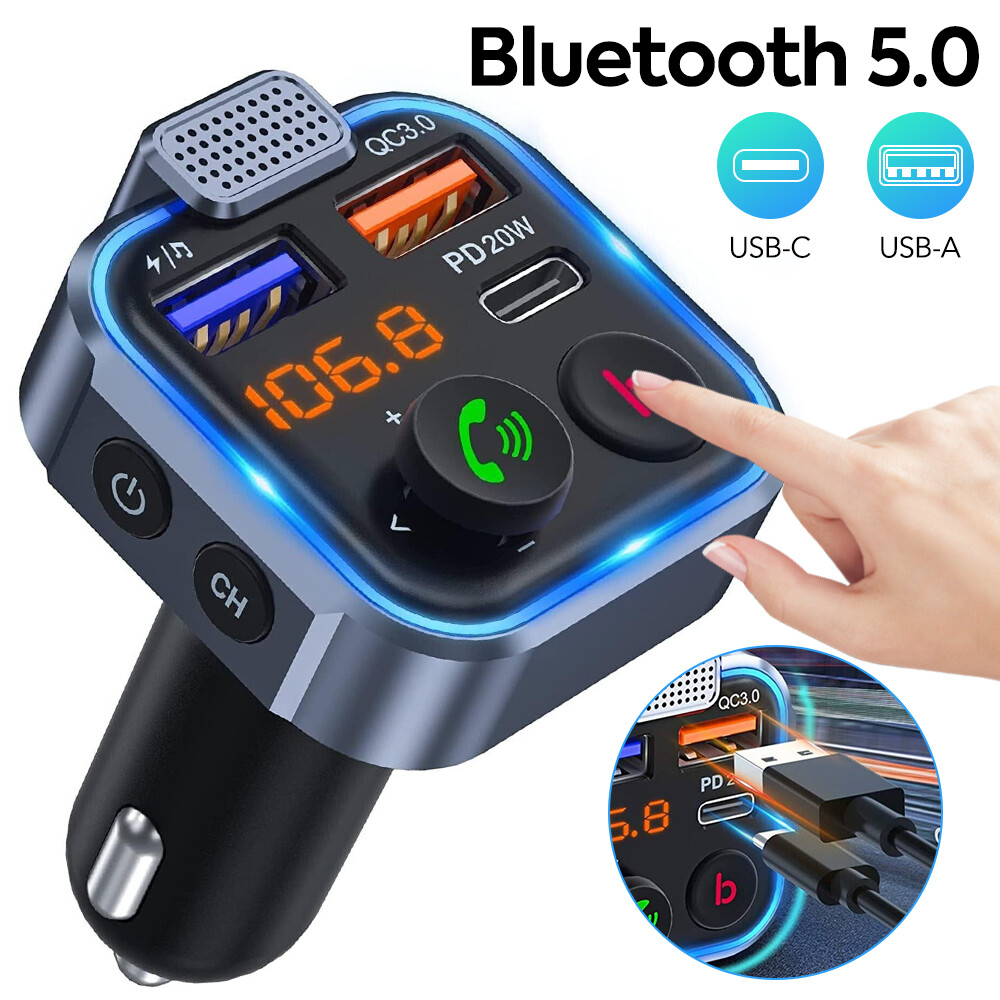 Bluetooth Car FM Transmitter MP3 Player Handsfree Radio Adapter PD+QC3.0 Charger