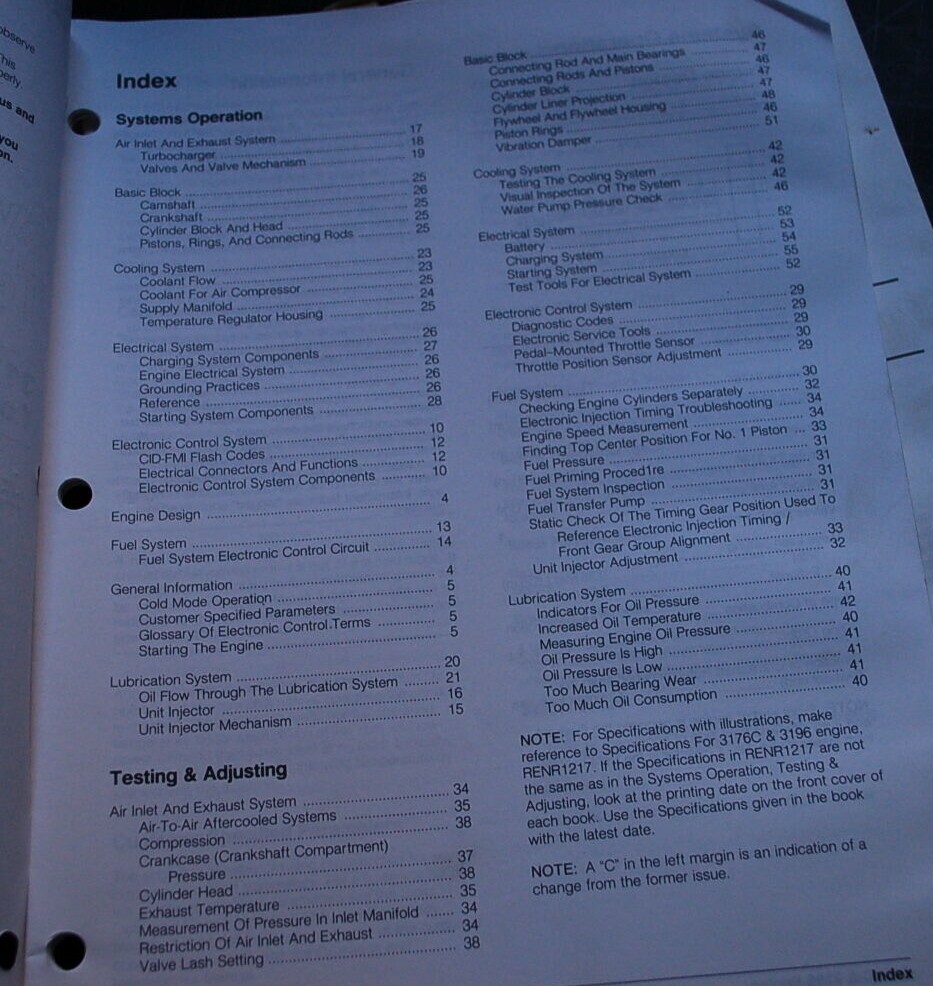CATERPILLAR 3176C 3196 Engine System Operation Test Adjusting Service Manual