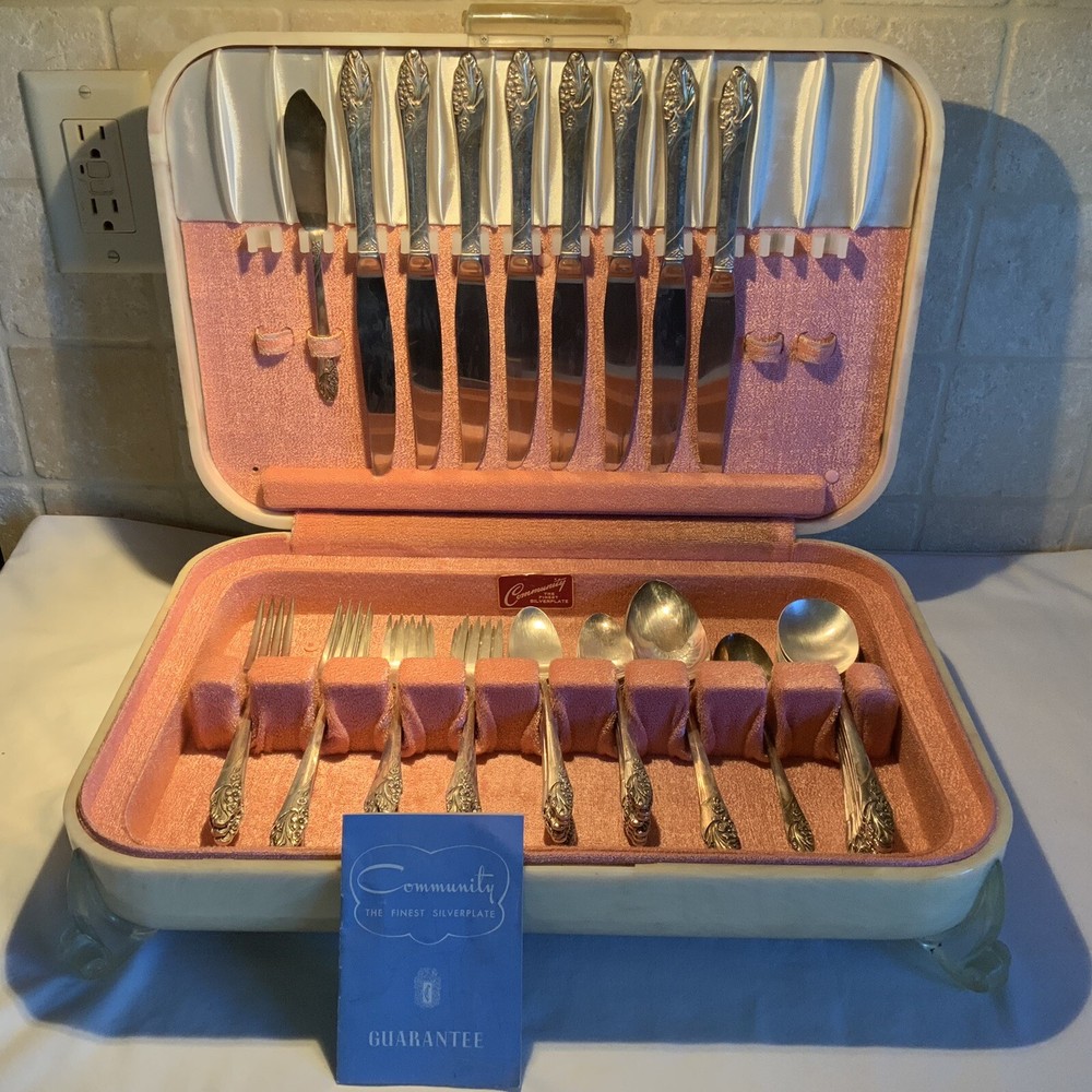 Oneida Community Flatware 51 Pieces With Plastic Footed Chest