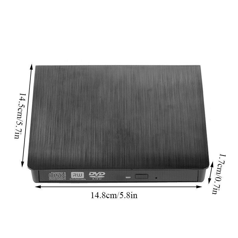 Slim External CD DVD RW Drive USB 3.0 Burner Writer Hard Disk Reader Player PC