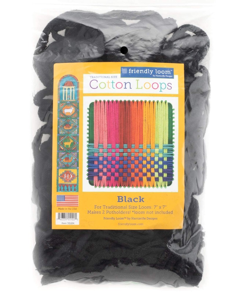 Friendly Loom | 7” Traditional-Sized Black Potholder Weaving Loops | Craft 2 ...