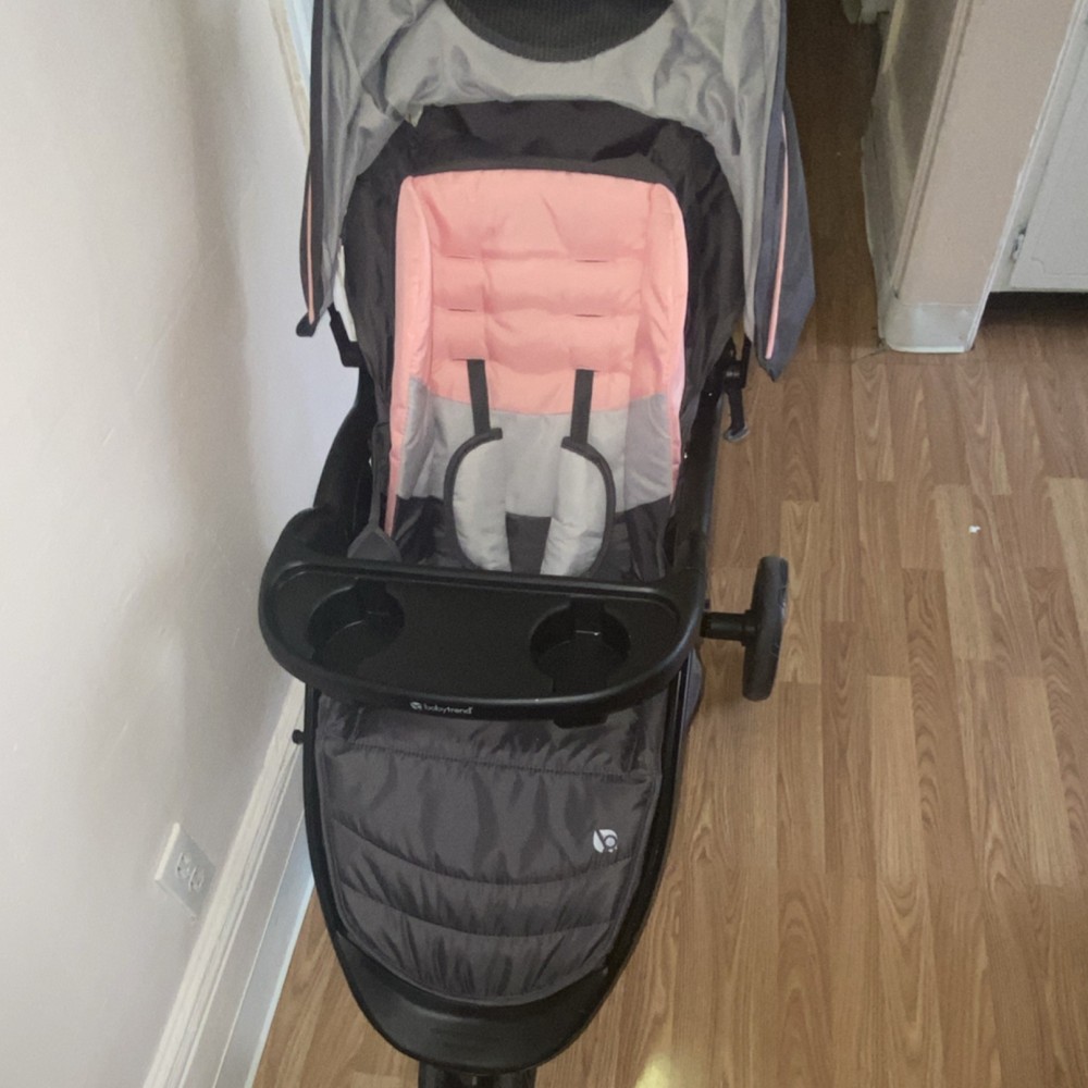 Baby Trend Single Stroller Gray Pink Cup Holder Canopy Adjustable Backrest