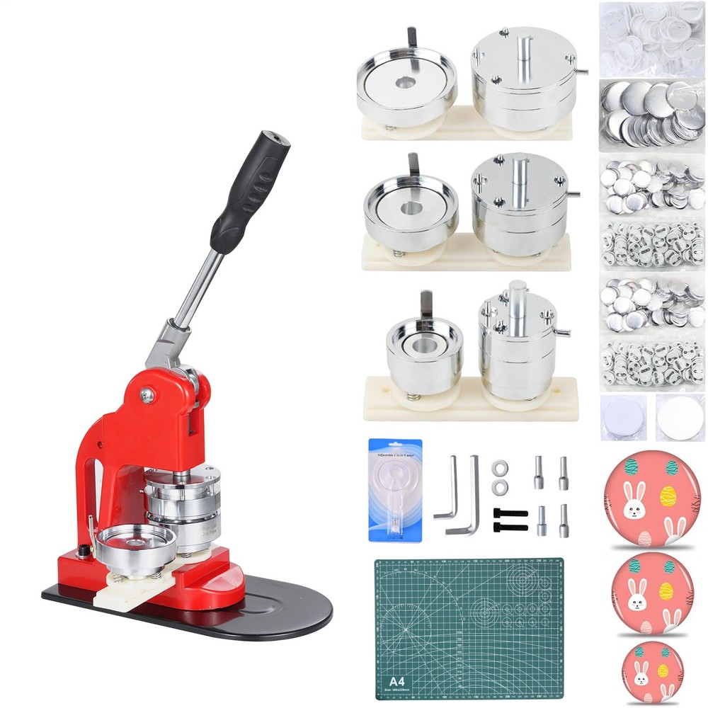 Button Maker Machine Pin Badge Maker 1.25"/2.28"/3"  100 Button Parts