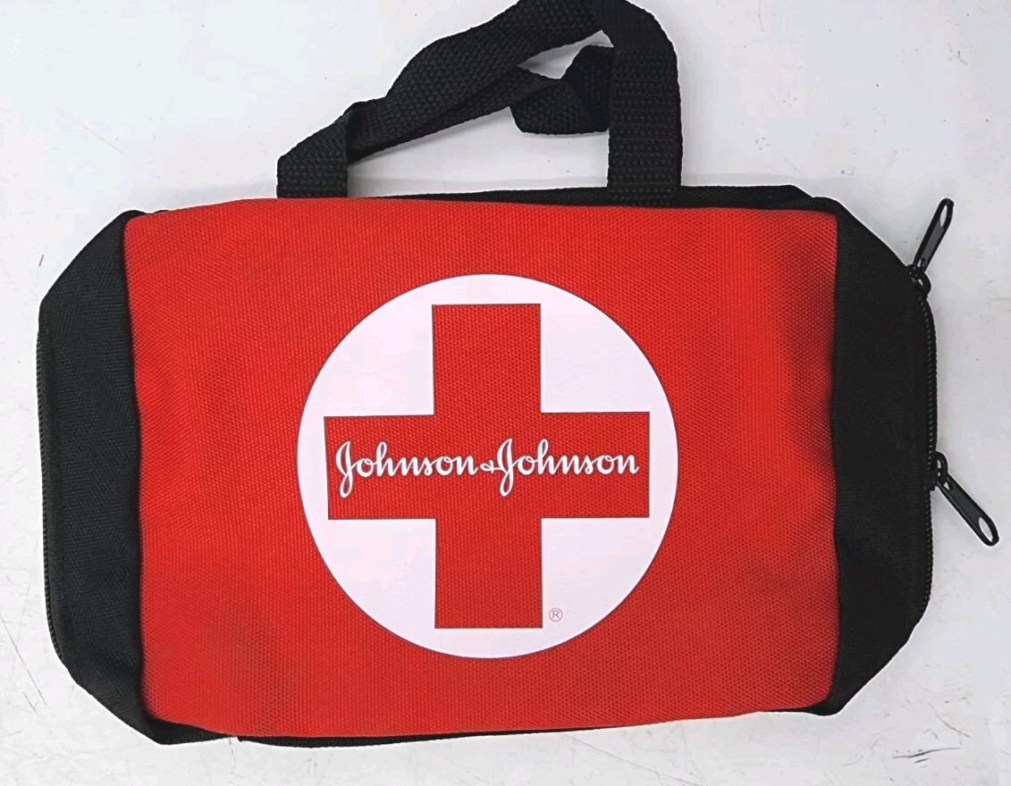 First Aid Kit Pouch/Box/Bag Empty Zipper Red/Black Soft Side Johnson (Emergency)