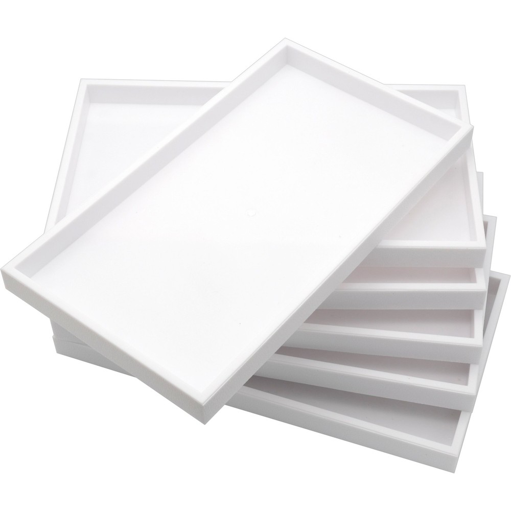 6 Jewelry Showcase Display Travel Tray White Stackable