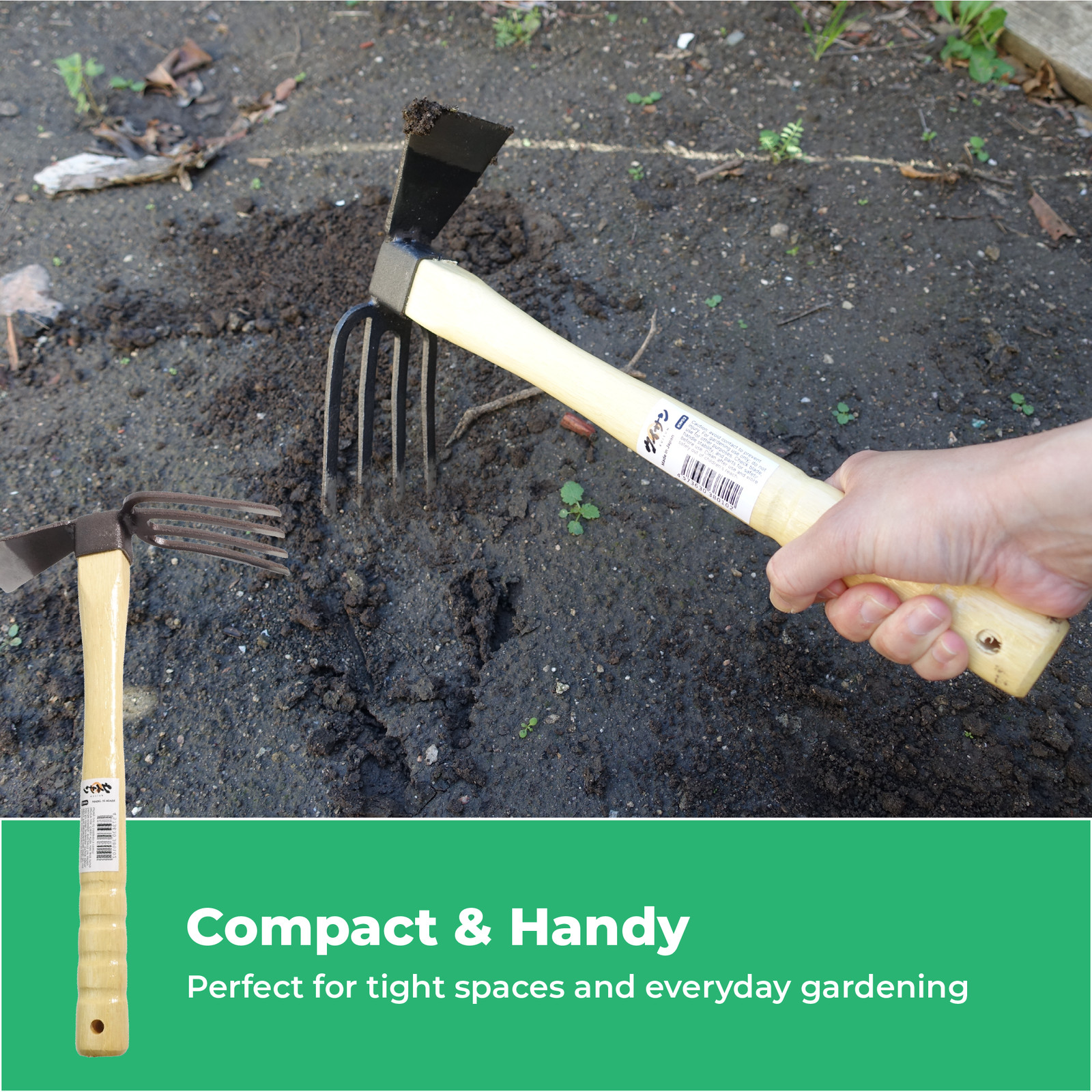 KUISUN Japanese Dual Sided Garden Cultivator – Handcrafted Garden Hoe & Tiller