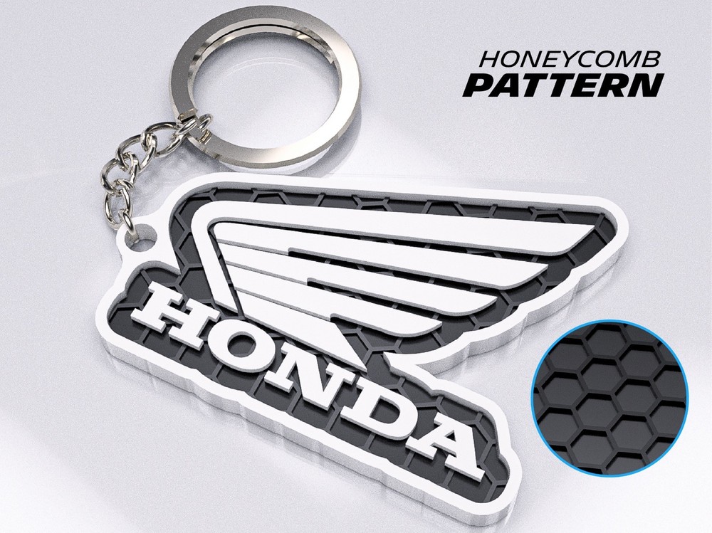Honda Keychain Honeycomb Pattern Logo Key Ring Motorcycle Rider Gift Accessory