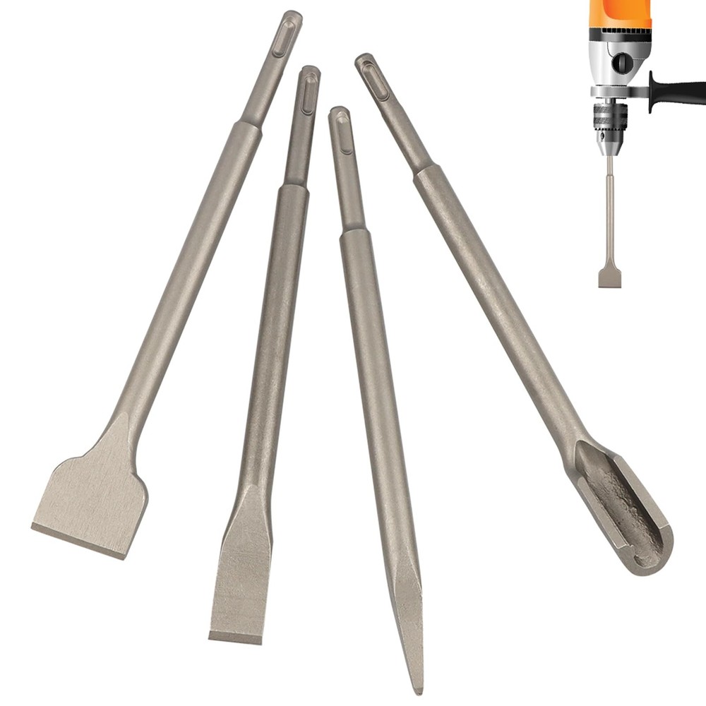 4pcs SDS Chisel Set, Tile Removal Bits, Heavy-Duty Plus Bits for...