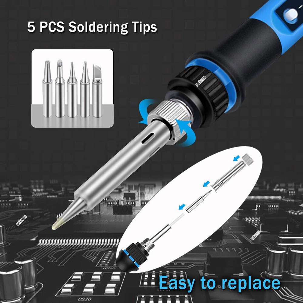 80W Soldering Iron Kit Electronics Welding Irons Solder Tools Adjustable Wire US