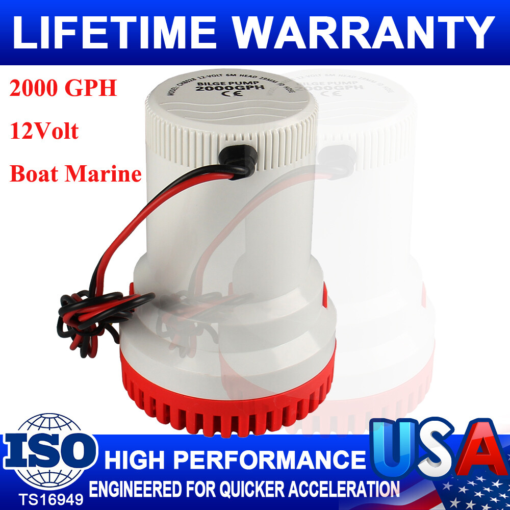 2000GPH New Bilge Boat Marine Water Pump 12V Submersible Plumbing Electric Pumps