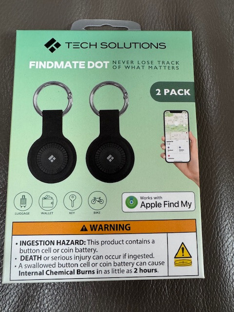 NEW 2 PACK Tech Solutions Findmate Dot Tracker – Works with Apple Find My SEALED