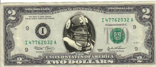 Steelers Jack Lambert $2 Dollar Bill Mint! Rare! $1
